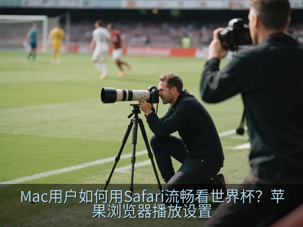 特写镜头展示笔记本电脑屏幕上的网页视频播放器,画面正在播放足球比赛,旁边展示了低CPU占用的系统监控图表,科技感十足